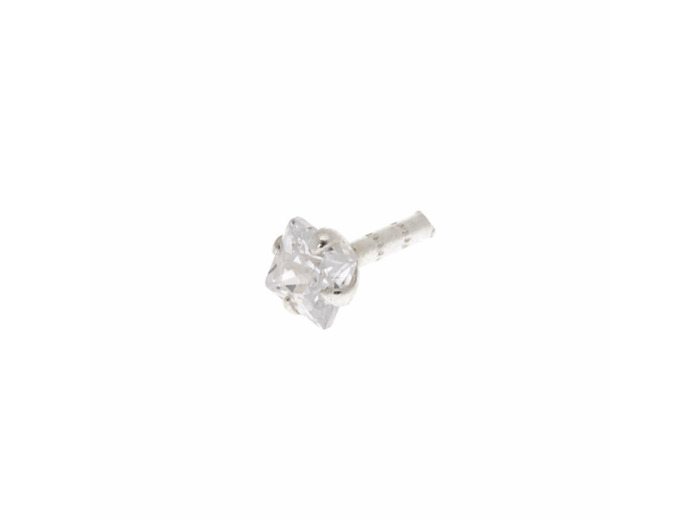 Clou d'oreille arrière plat pour piercing tragus strass 1,2 mm couleur argentée