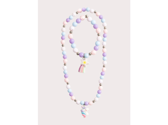 Parure collier et bracelet licorne pour fille