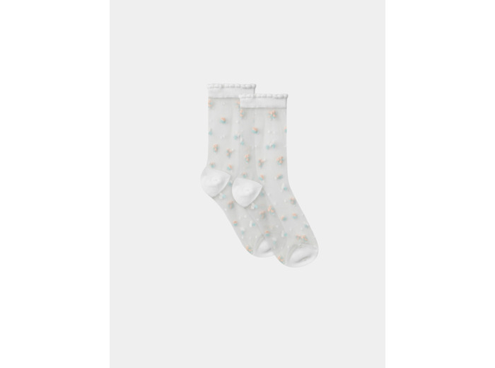 Chausettes transparentes à fleurs