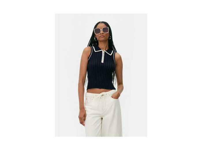 Polo sans manches à finitions contrastées