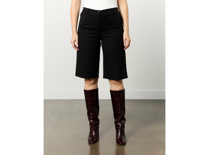 Bermuda court droit uni NOIR Femme