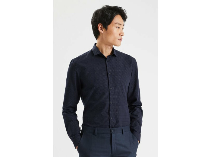 Chemise en coton slim - Noir