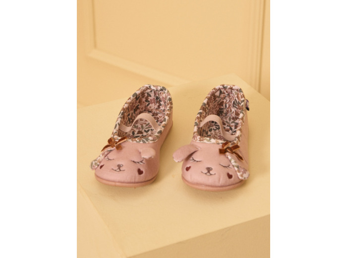 Chausson rose avec intérieur imprimé fleur