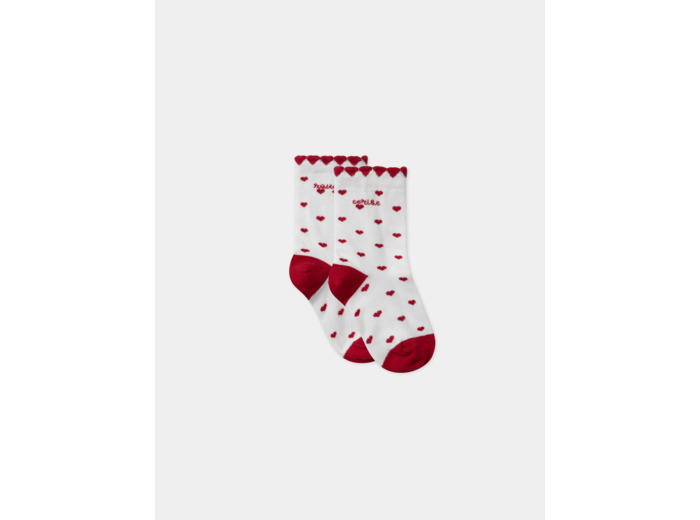 Chaussettes écrues jacquard coeur