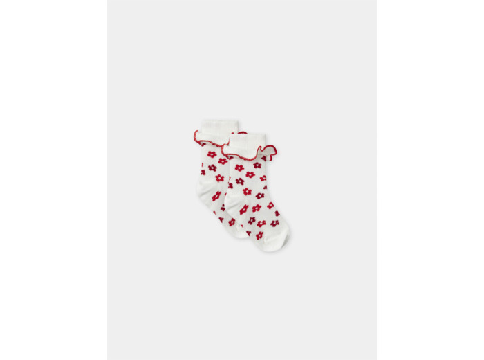 Chaussettes écrues imprimé fleuri Bébé Fille