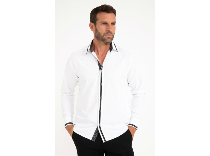 Chemise En Satin Uni Manches Longues