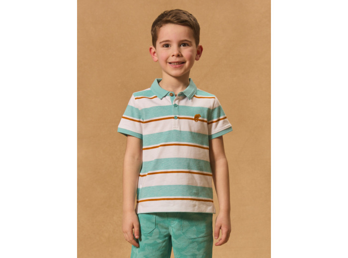 Polo Rayé Turquoise