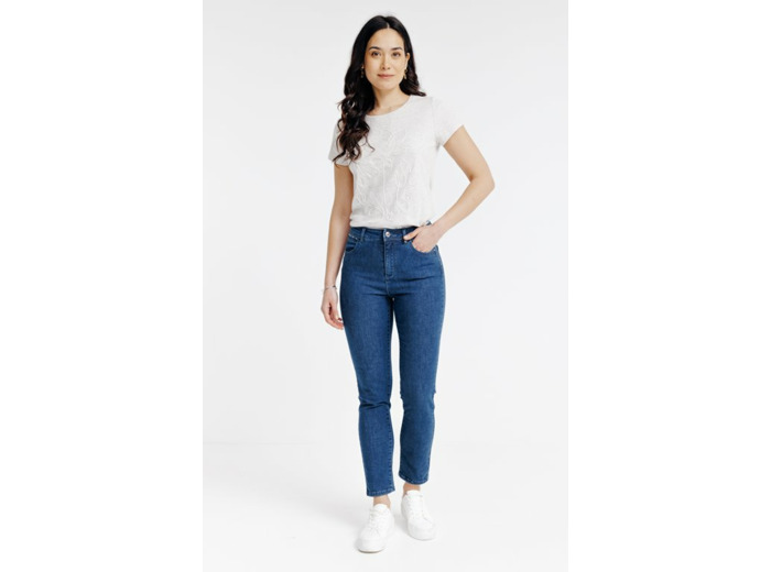 Pantacourt en denim détails fantaisies