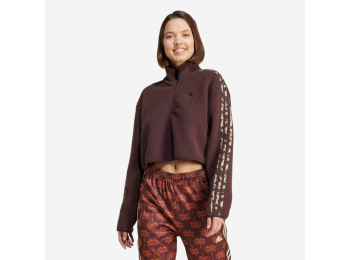 Sweat court imprimé 3 bandes Adidas femme - marron