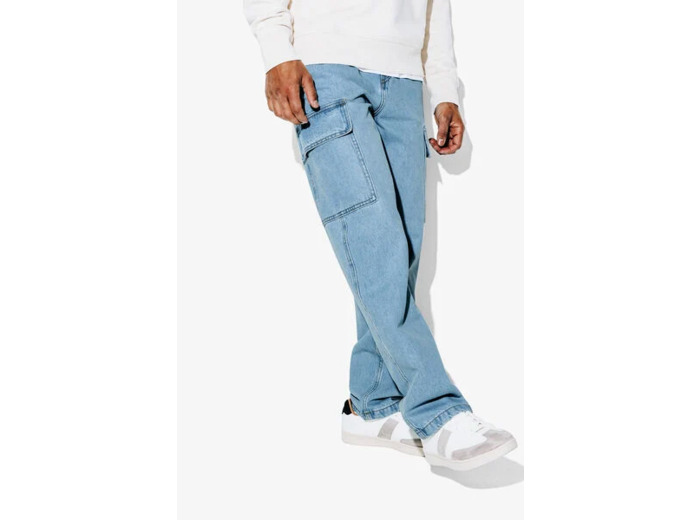 Jean loose poches cargo - Bleu moyen