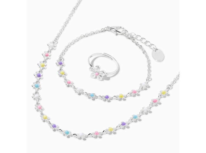 Parure de bijoux marguerite couleur argentée Claire's Club - Lot de 3