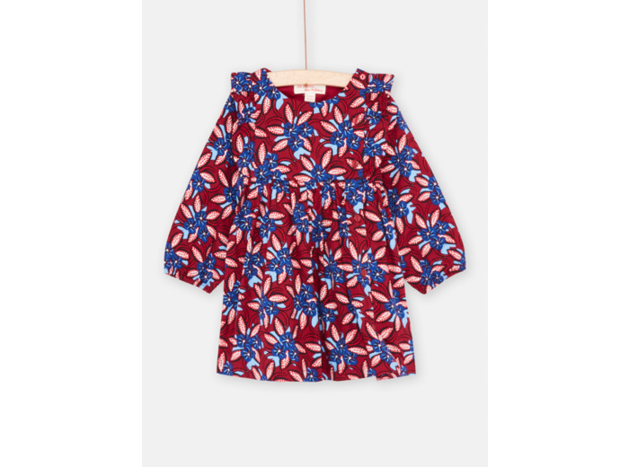 Robe rouge et bleu à imprimé fleuri bébé fille