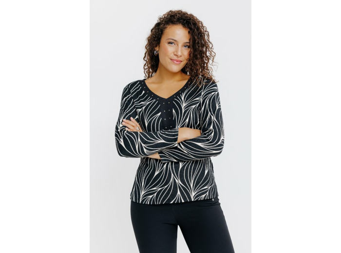 T-Shirt Col V Manches Longues