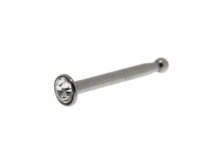 Clou de nez 0,8 mm avec strass en acier inoxydable couleur argentée