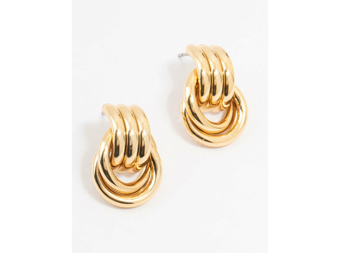 Gold Plated Vintage Knotted Stud Earrings