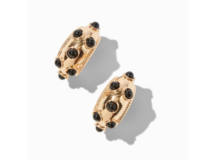 Créoles dorées à pois noirs