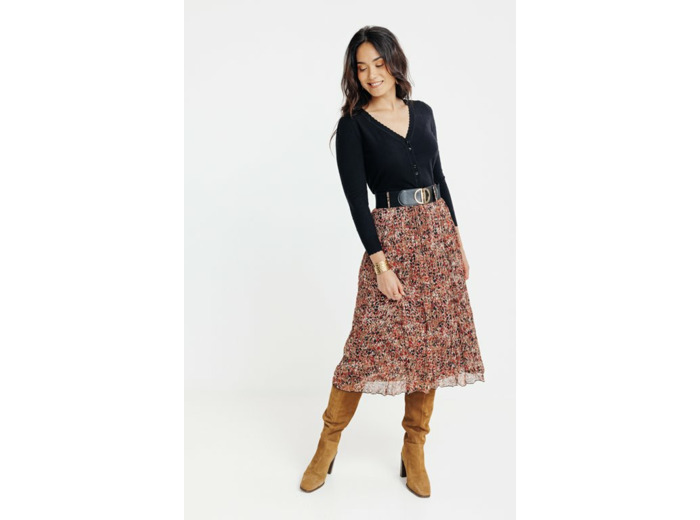 Jupe Longue Imprimee Avec Ceinture