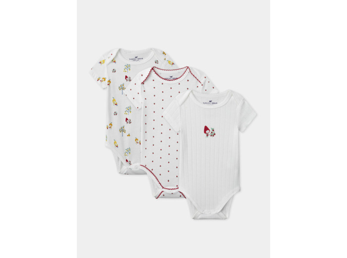 Lot de 3 bodies bébé fille à manches courtes en coton issu de l'agriculture biologique