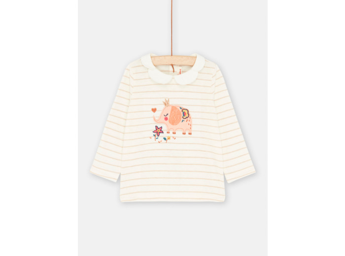 T-shirt écru à imprimé à rayures