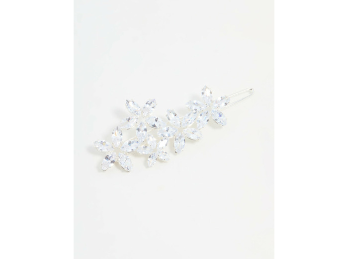 Silver Diamante Flower Cluster Hair Clip