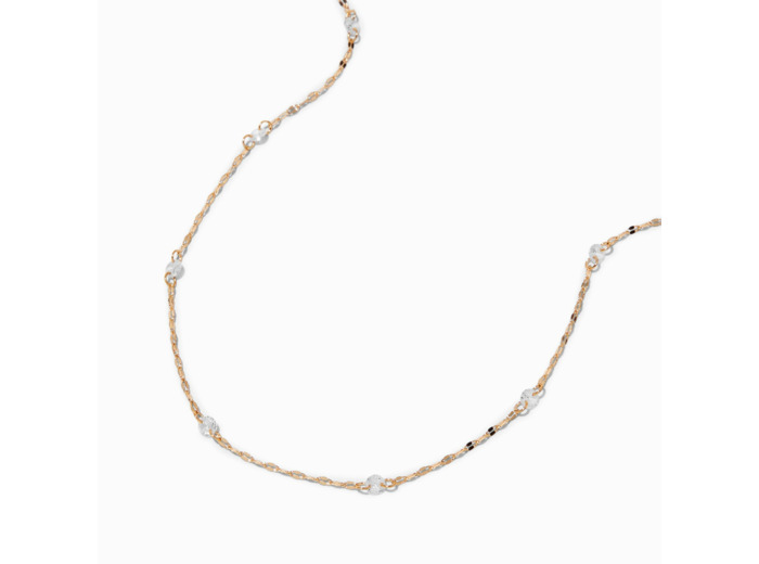 Collier de chaîne disco en zircon cubique d'imitation couleur dorée