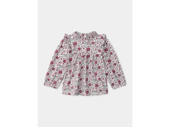 Blouse imprimé fleuries avec volants sur les épaules Bébé Fille