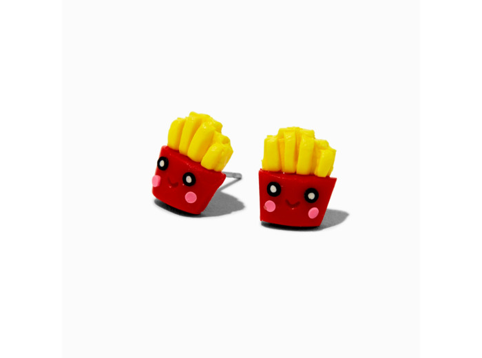 Clous d'oreilles frites visage souriant