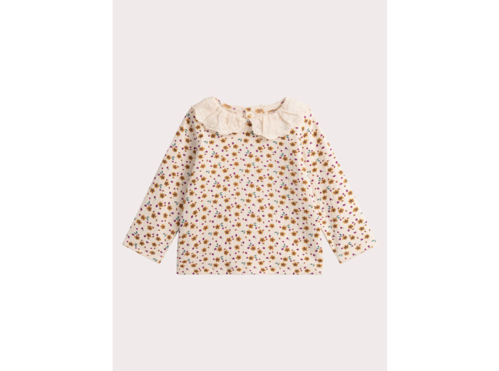 Brassière manches longues à imprimé fleuri pour bébé fille