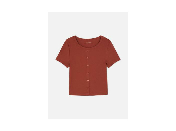 T-shirt côtelé à manches courtes