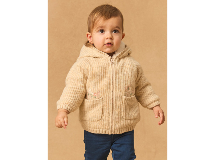 Veste à capuche en tricot  fourré