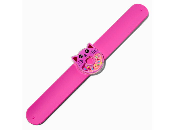 Bracelet à claquer donut shaker et chat rose