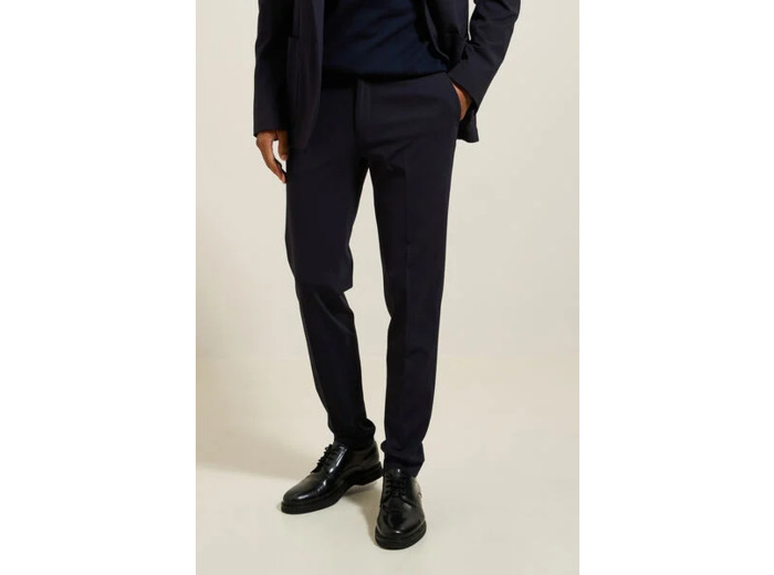 Pantalon de costume slim en maille - Bleu foncé