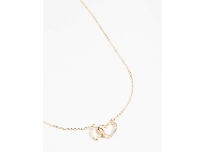 Gold Diamante Heart Link Necklace