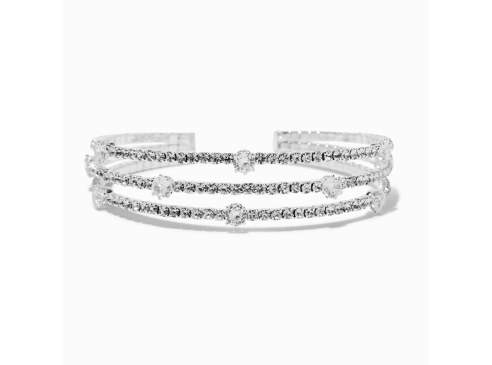 Bracelet manchette à triple rang avec strass