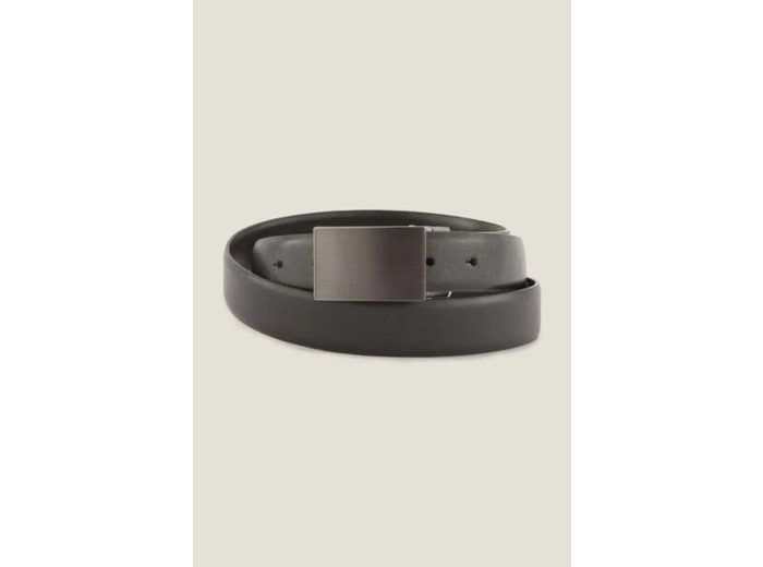Ceinture en cuir saffiano avec plaque - Noir