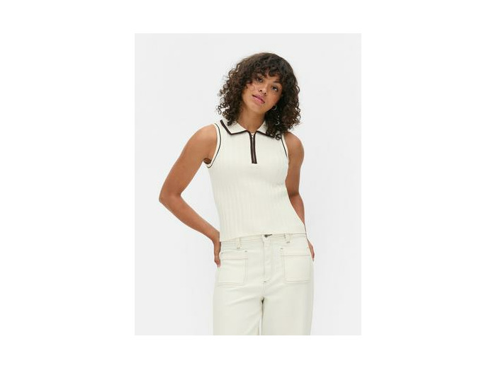 Polo sans manches à finitions contrastées