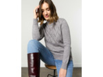 Pull épais uni décoré GRIS Femme