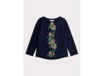 T-shirt marine fleurs en sequins rose pour fille
