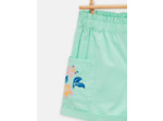 Short vert d'eau avec broderies fleuries pour fille
