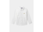 Chemise blanche à broderie marron "SGMJ" et manches longues Garçon