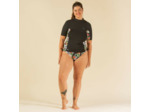 Tee shirt anti UV surf top 500 manches courtes femme noir et floral PARROT