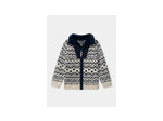 Gilet zippé écru pour garçon, avec col et motif jacquard