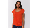 Top manches courtes uni ORANGE Femme