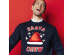 Pull de Noël "santa crew" col rond - Bleu foncé