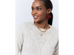 Pull épais en mélange laine uni BEIGE Femme