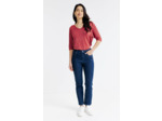 Pantacourt denim, détail strass fleur