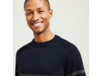 Pull col rond rayé - Bleu moyen