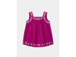 Robe et bloomer rose fuschia à broderies fleuries à bretelles Bébé Fille