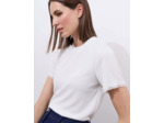 Top manches courtes uni ECRU Femme