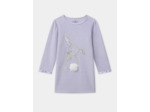 Chemise de nuit violet à broderie lapin et patch pompon et legging fleuri Fille